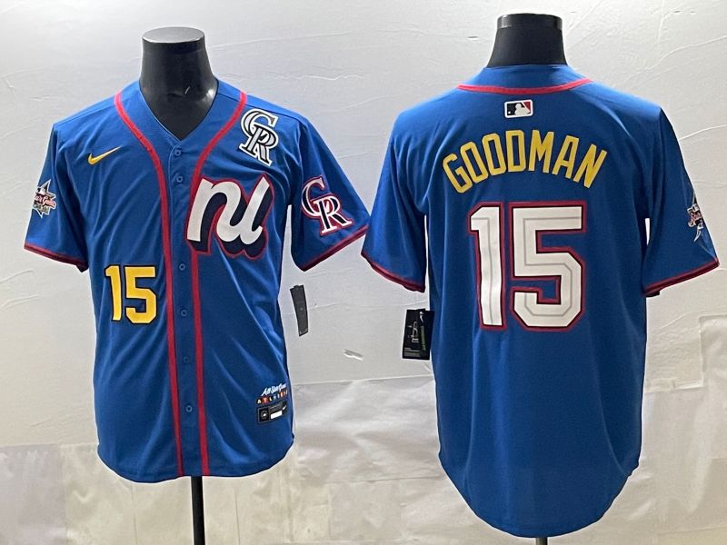 Men 2025 Colorado Rockies #15 Goodman Blue All star Nike MLB Jersey style 08